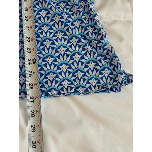 Talbots Woman Crochet Neck Tunic Top 3/4  Long Sleeve Blue White  Beachy size L - Picture 4 of 8